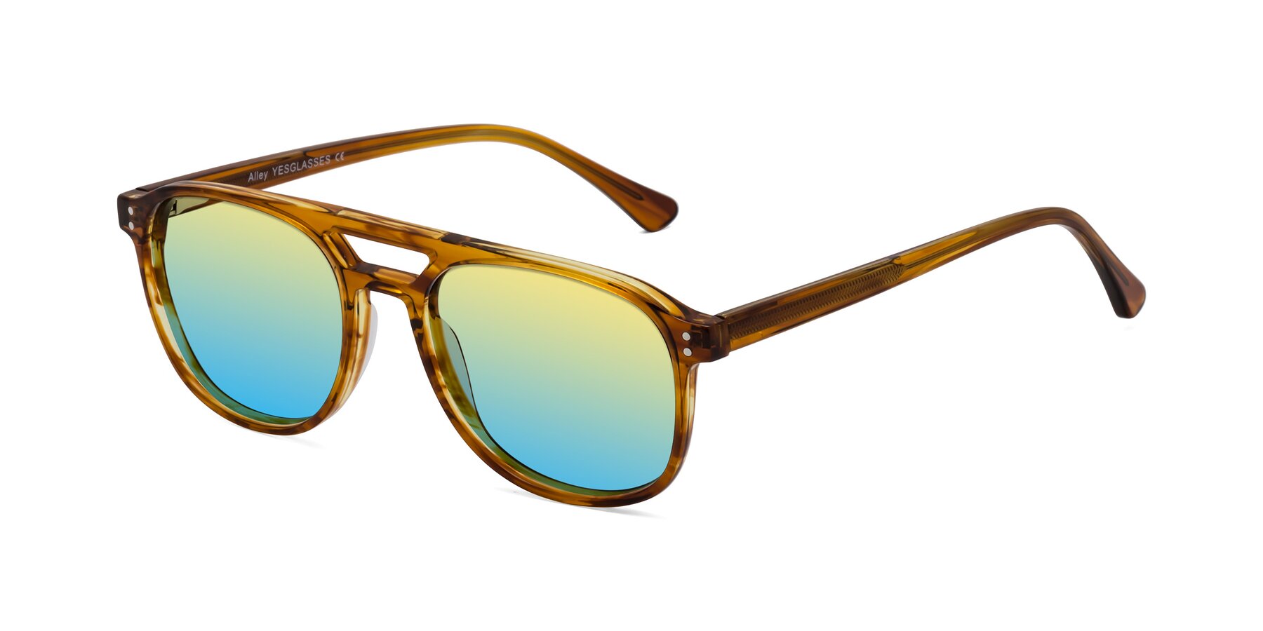 Angle of Alley in Amber striped with Yellow / Blue Gradient Lenses