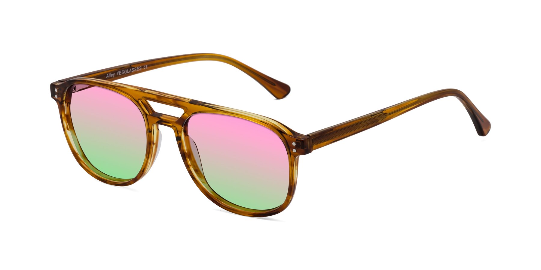 Angle of Alley in Amber striped with Pink / Green Gradient Lenses