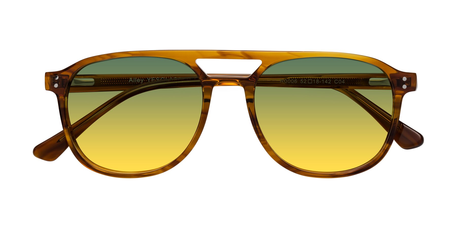 Folded Front of Alley in Amber striped with Green / Yellow Gradient Lenses