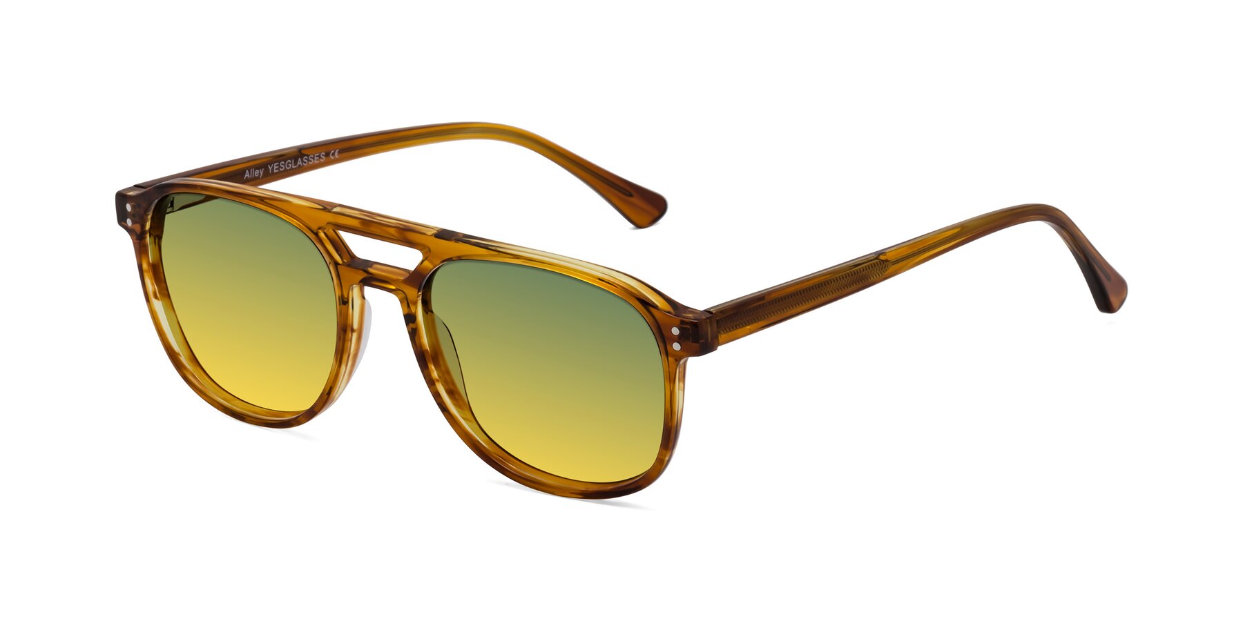 Angle of Alley in Amber striped with Green / Yellow Gradient Lenses