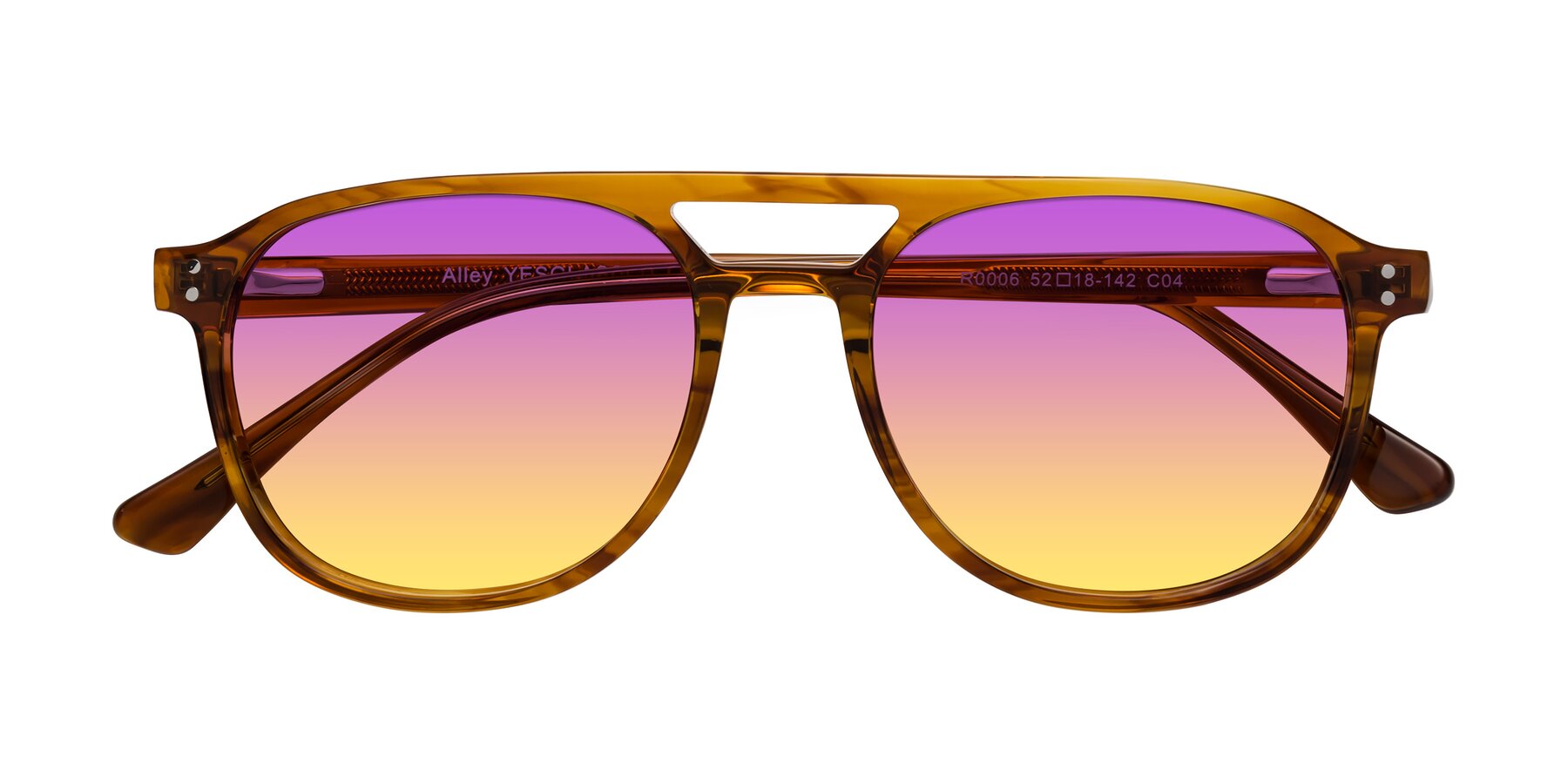 Folded Front of Alley in Amber striped with Purple / Yellow Gradient Lenses