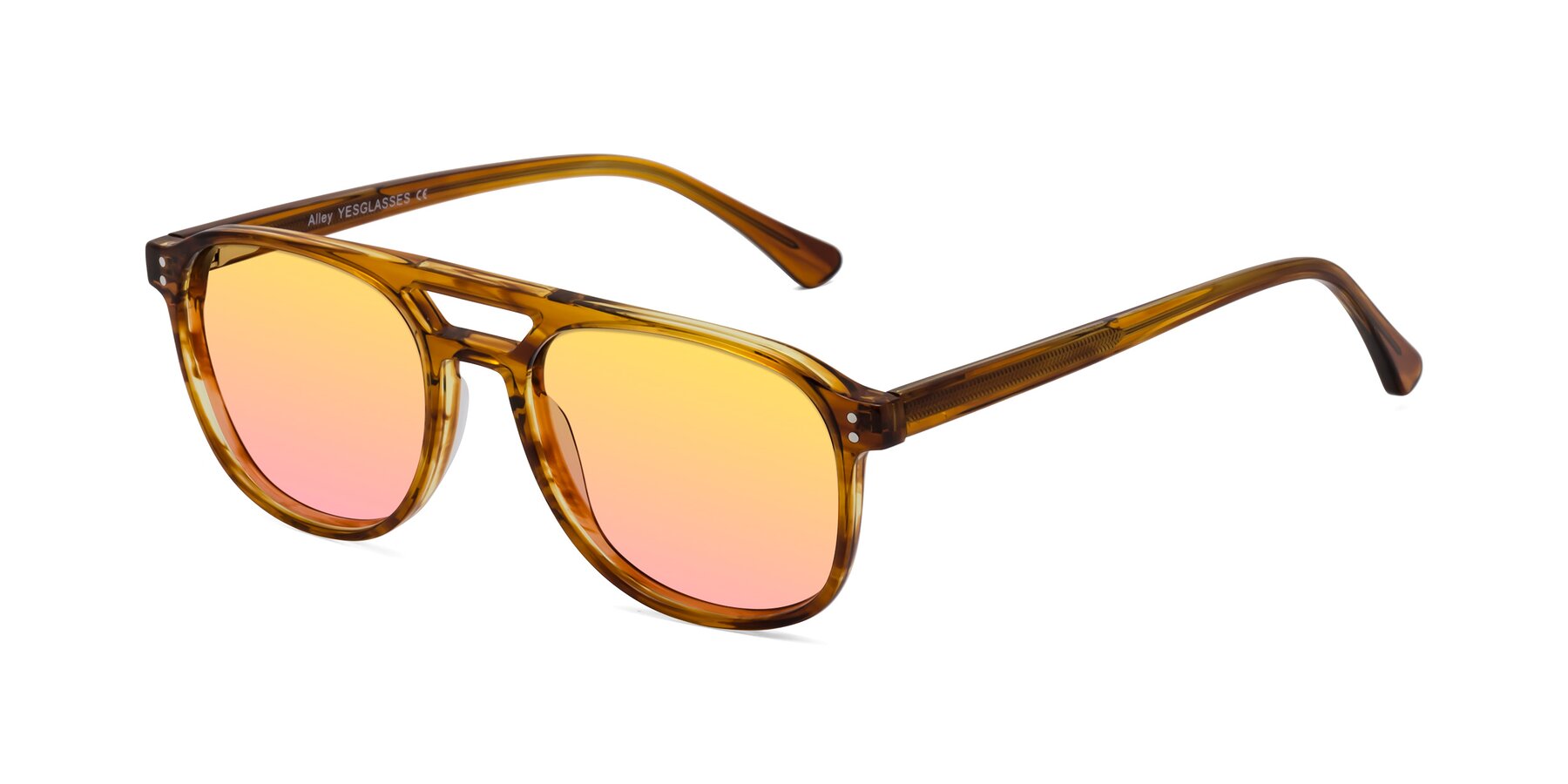 Angle of Alley in Amber striped with Yellow / Pink Gradient Lenses