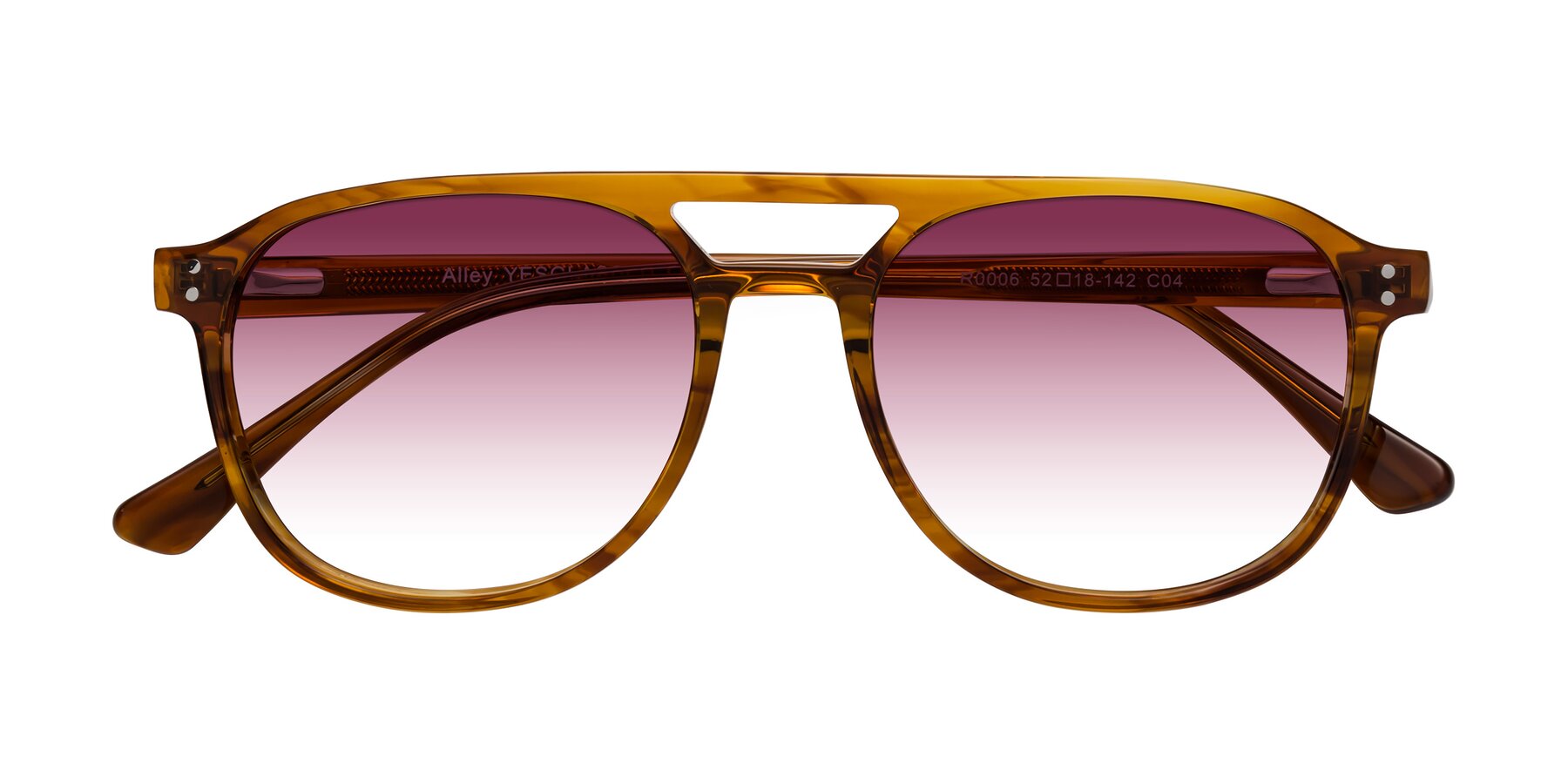 Folded Front of Alley in Amber striped with Wine Gradient Lenses