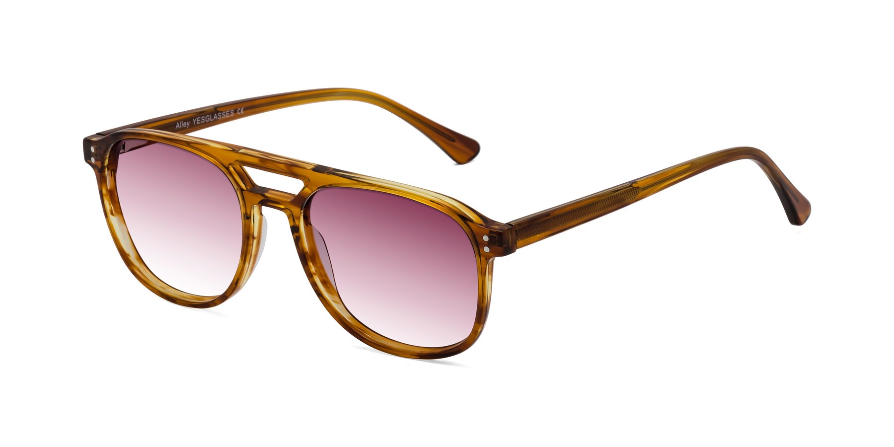 Angle of Alley in Amber striped with Wine Gradient Lenses