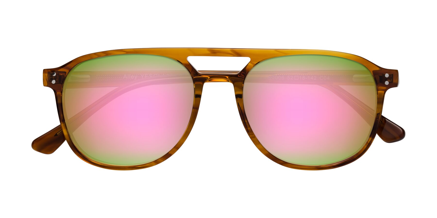 Folded Front of Alley in Amber striped with Pink Mirrored Lenses