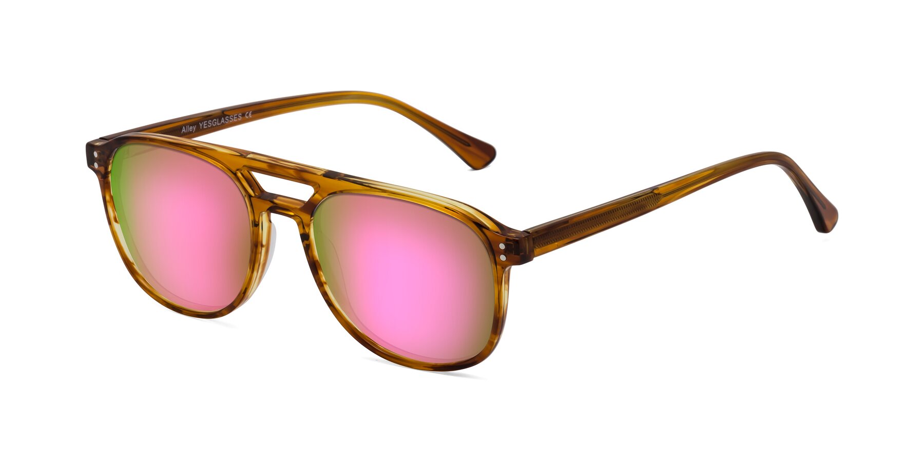 Angle of Alley in Amber striped with Pink Mirrored Lenses