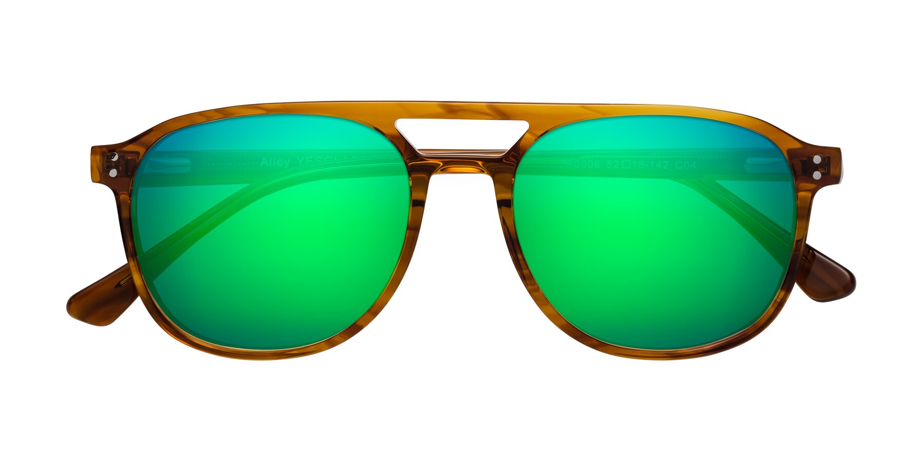 Folded Front of Alley in Amber striped with Green Mirrored Lenses