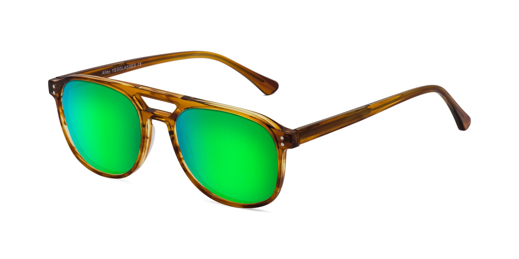 Angle of Alley in Amber striped with Green Mirrored Lenses