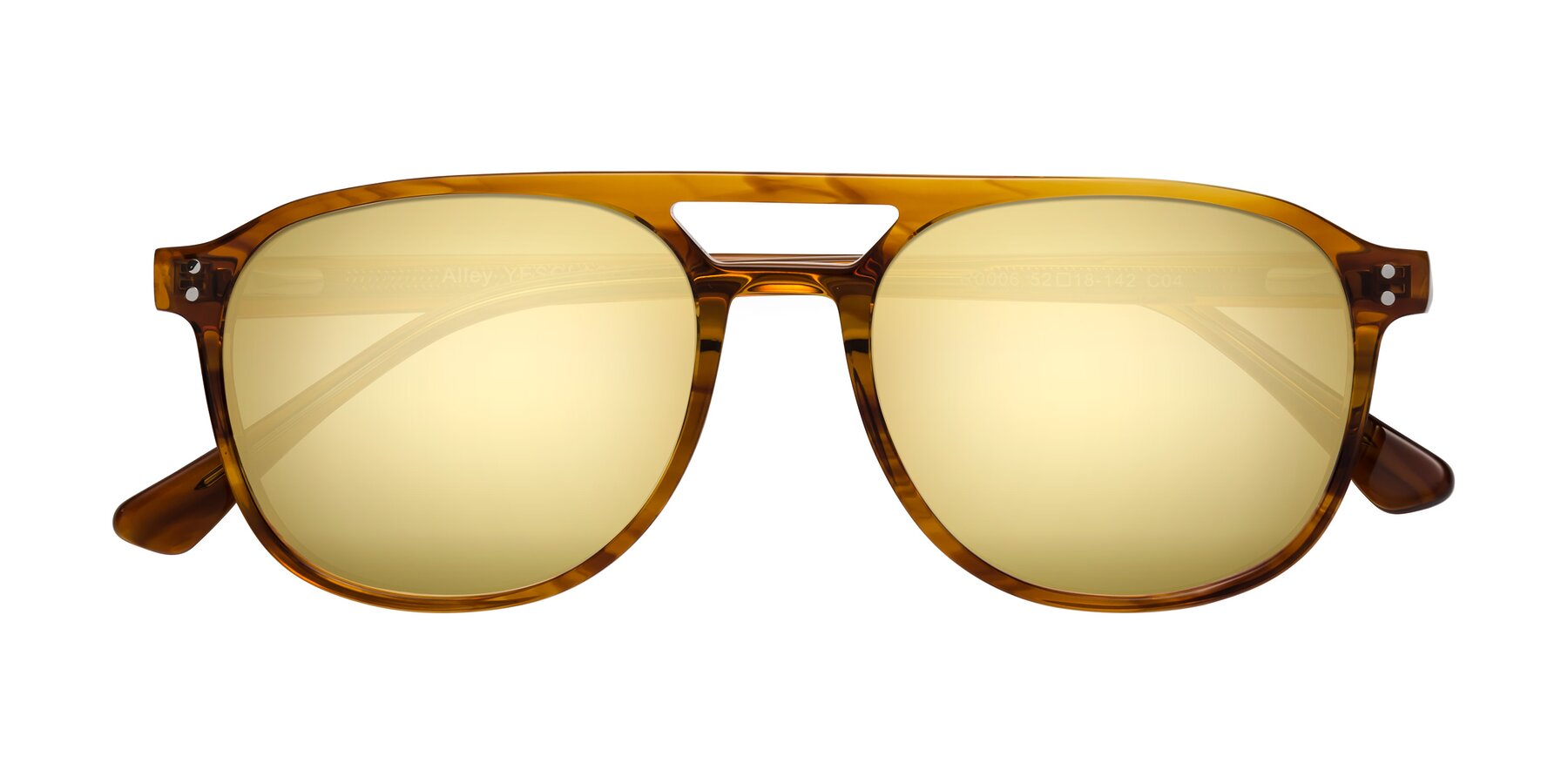 Folded Front of Alley in Amber striped with Gold Mirrored Lenses