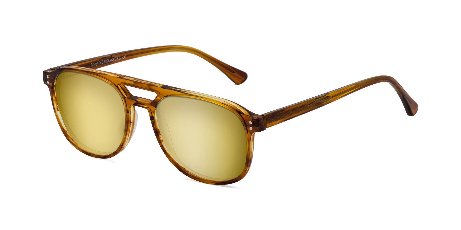 Angle of Alley in Amber striped with Gold Mirrored Lenses