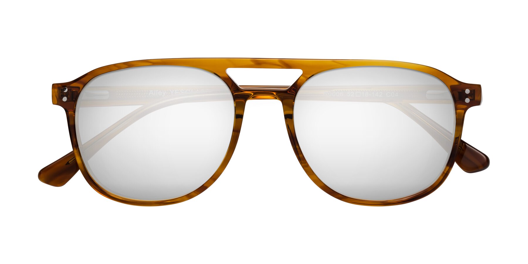 Folded Front of Alley in Amber striped with Silver Mirrored Lenses