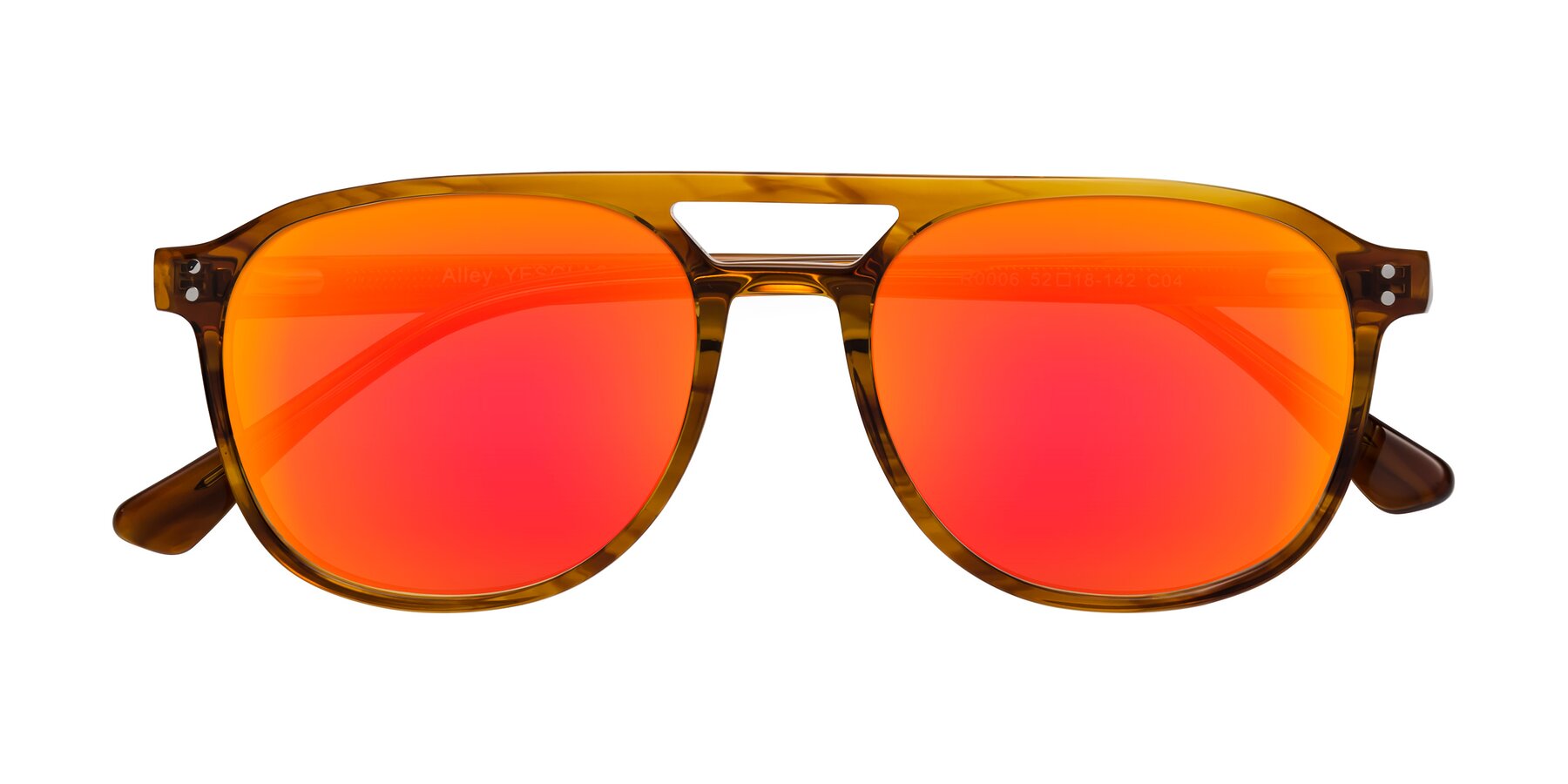 Folded Front of Alley in Amber striped with Red Gold Mirrored Lenses