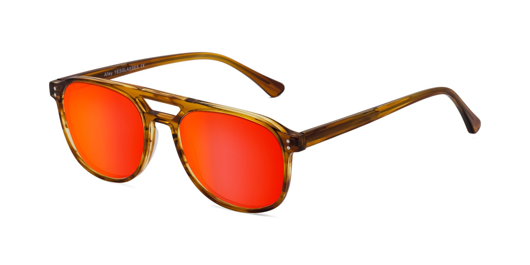 Angle of Alley in Amber striped with Red Gold Mirrored Lenses