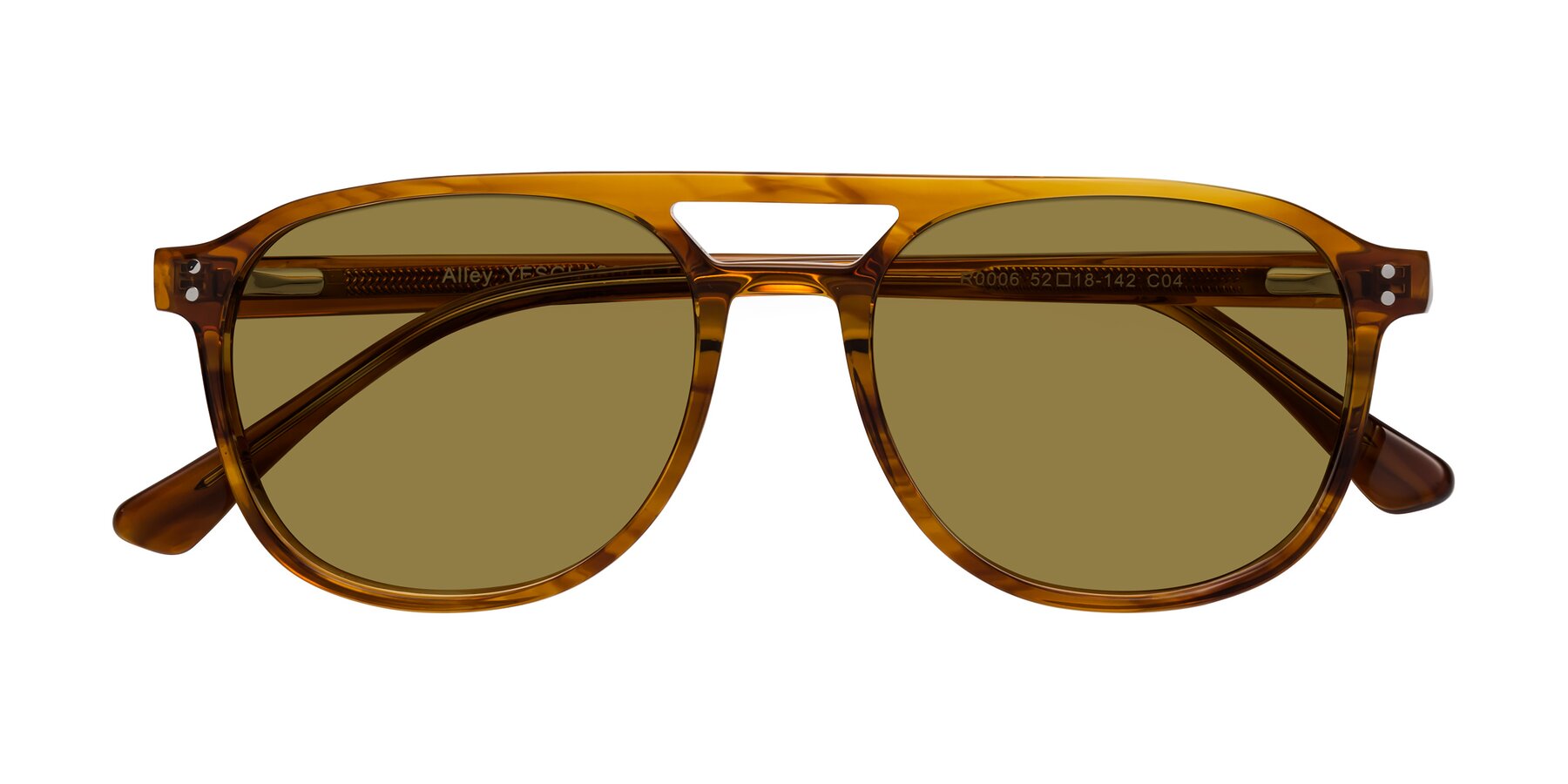 Folded Front of Alley in Amber striped with Brown Polarized Lenses