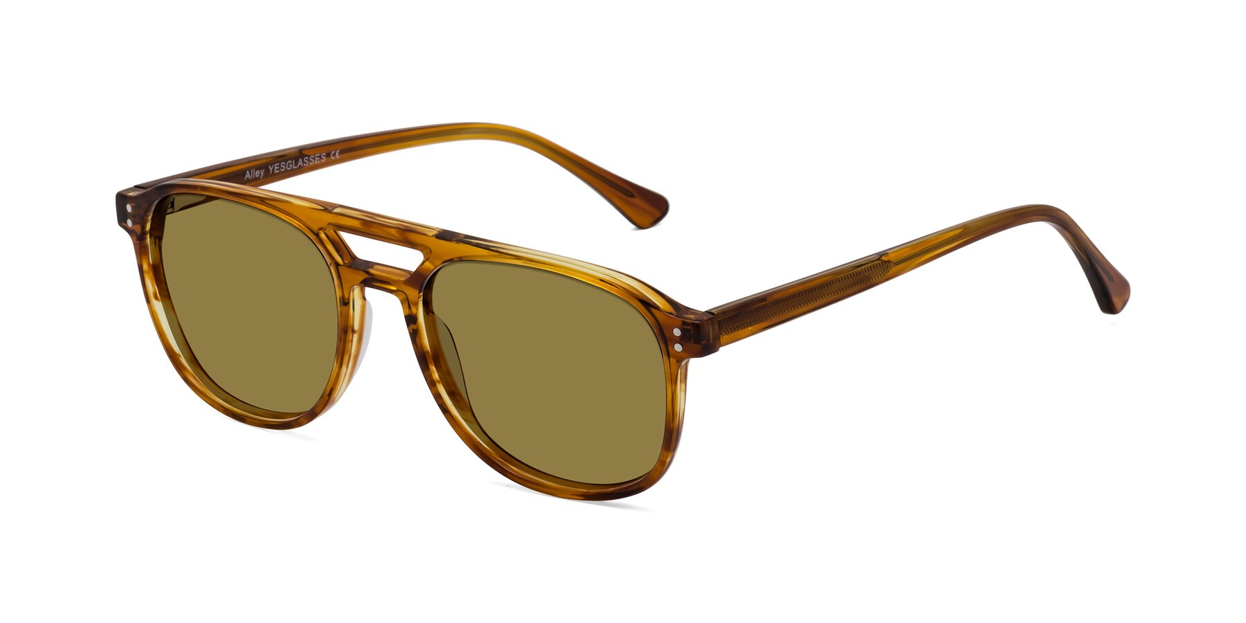 Angle of Alley in Amber striped with Brown Polarized Lenses