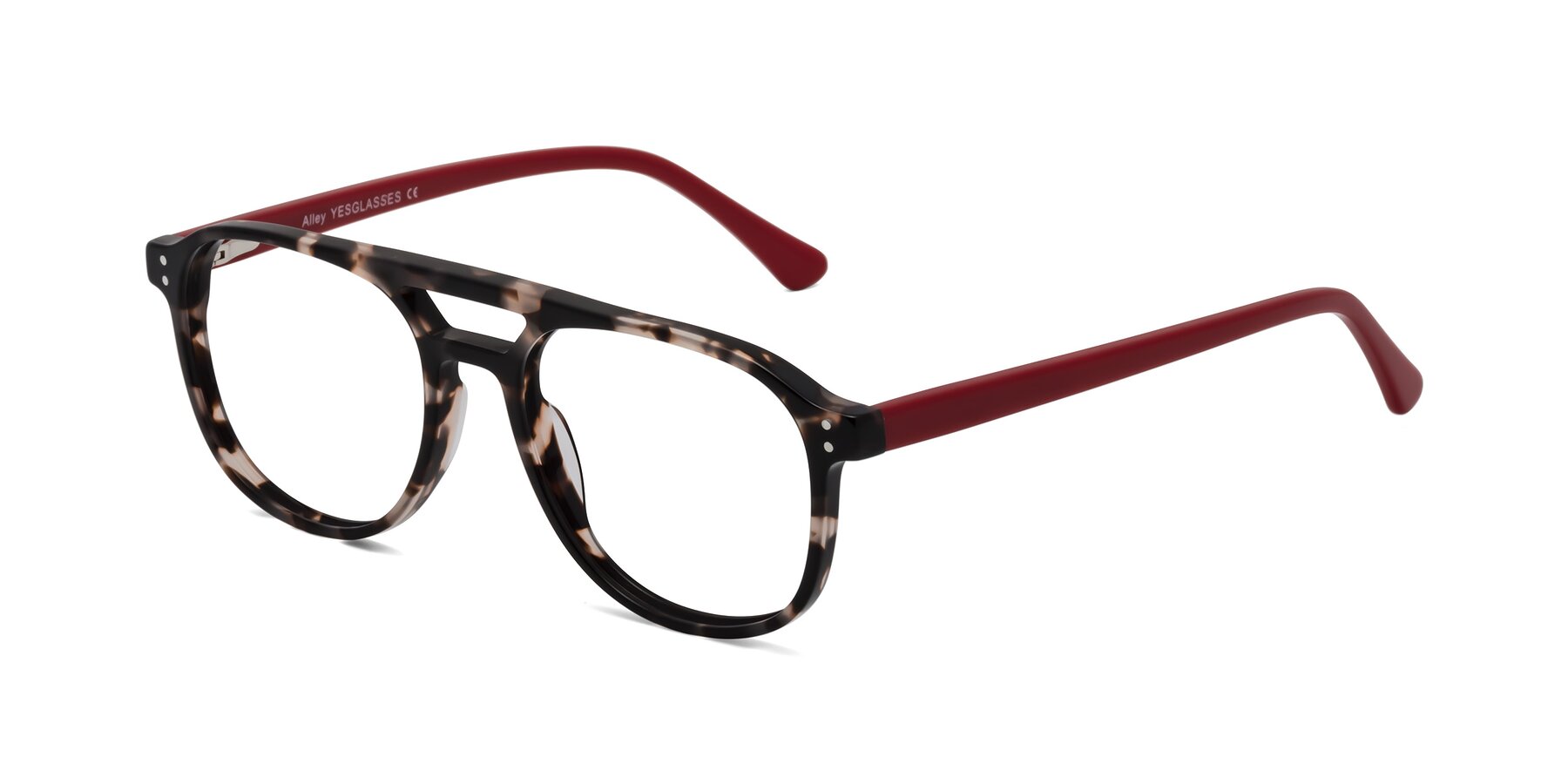 Angle of Alley in Tortoise-Red with Clear Eyeglass Lenses