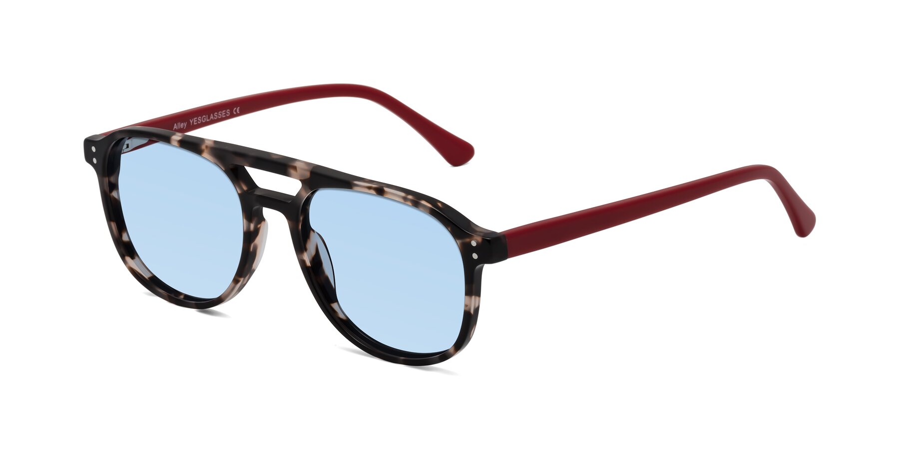 Angle of Alley in Tortoise-Red with Light Blue Tinted Lenses