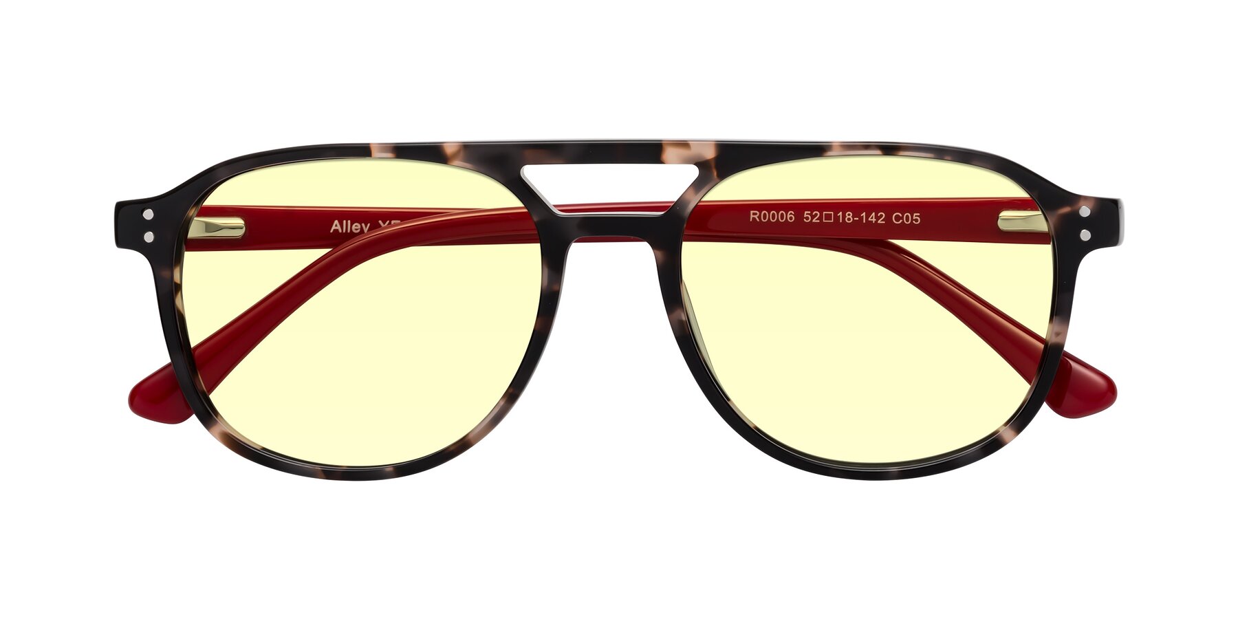 Folded Front of Alley in Tortoise-Red with Light Yellow Tinted Lenses