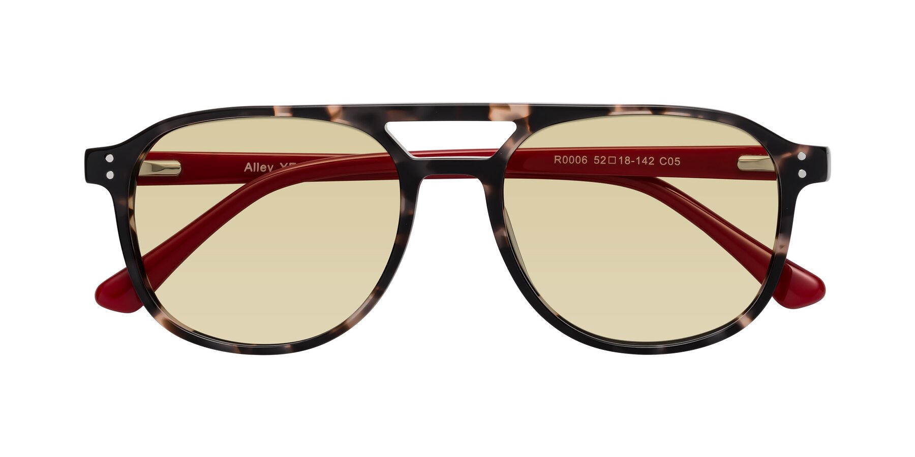 Folded Front of Alley in Tortoise-Red with Light Champagne Tinted Lenses