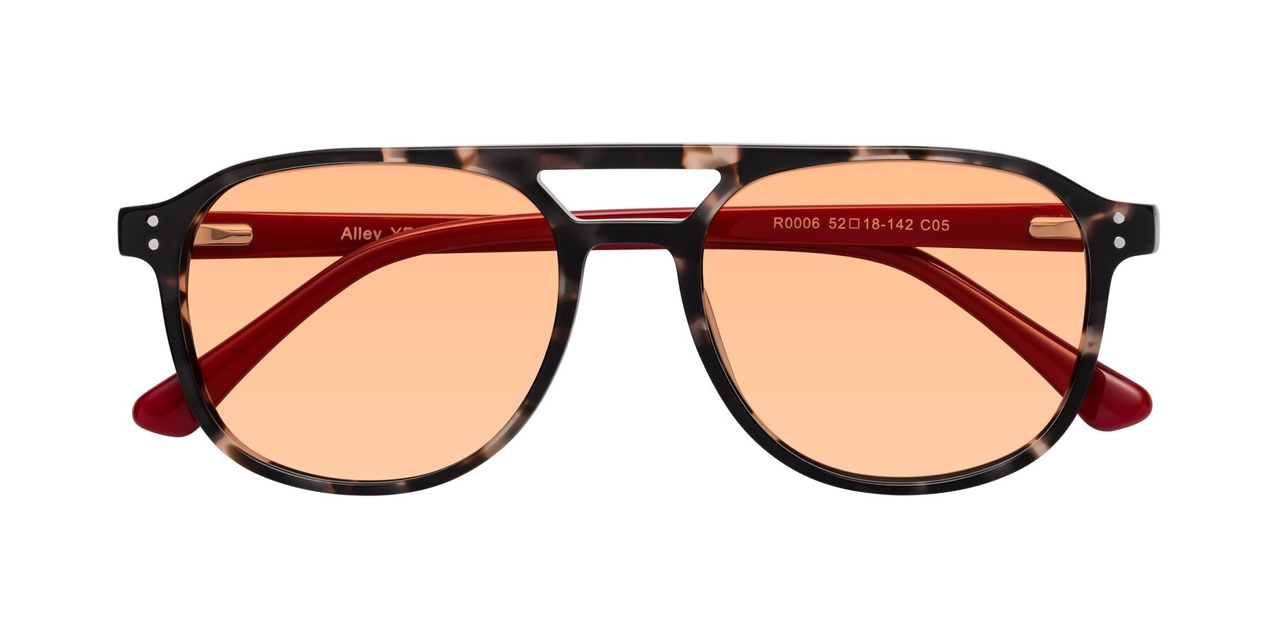 Folded Front of Alley in Tortoise-Red with Light Orange Tinted Lenses