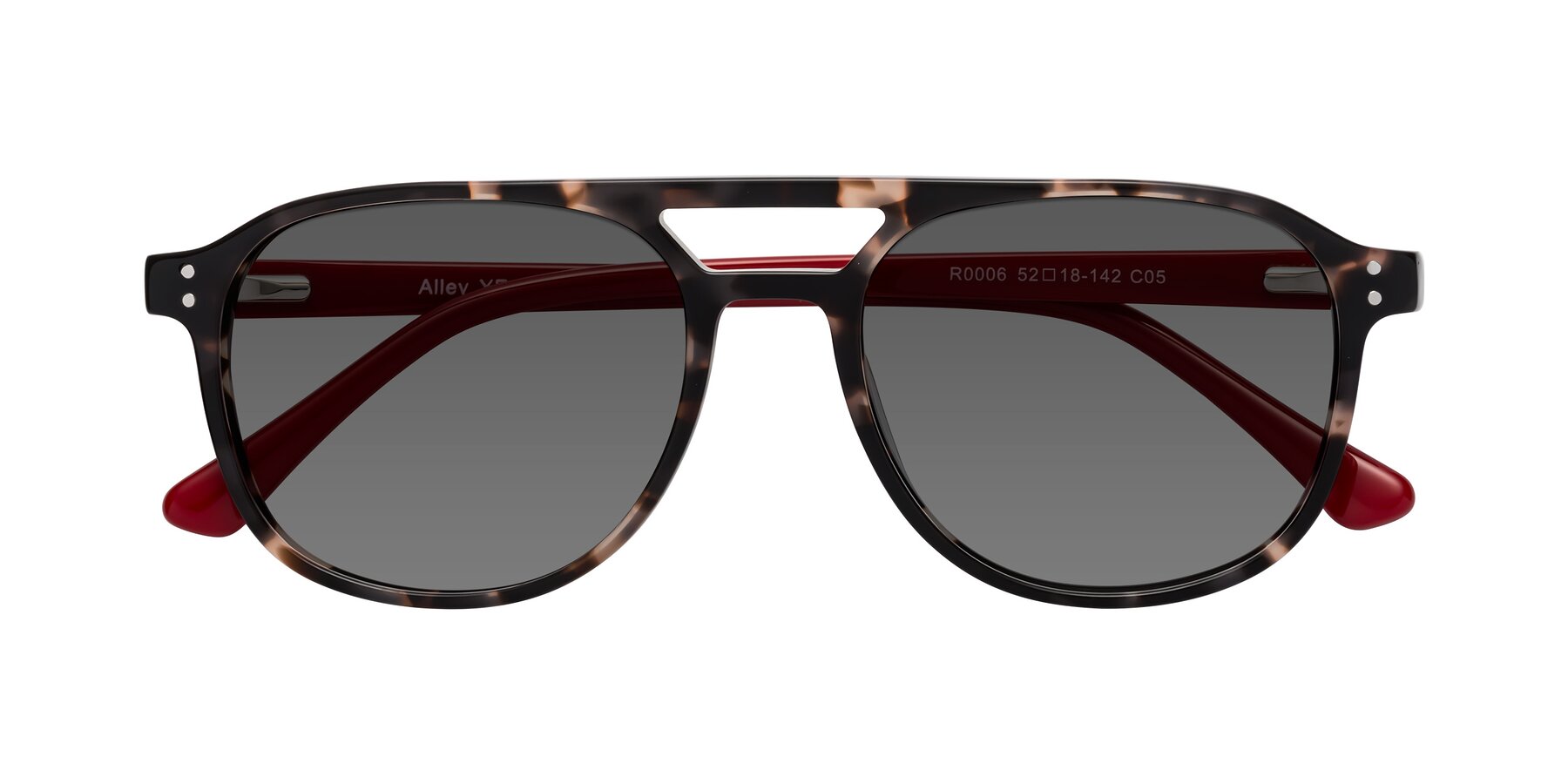 Folded Front of Alley in Tortoise-Red with Medium Gray Tinted Lenses