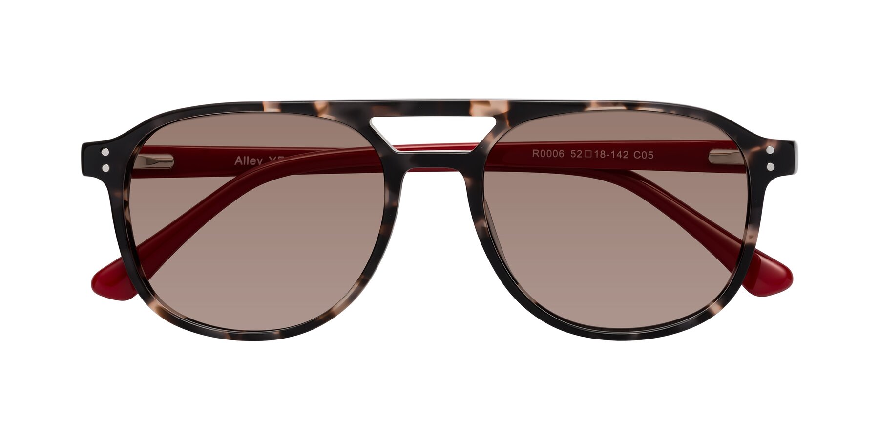 Folded Front of Alley in Tortoise-Red with Medium Brown Tinted Lenses