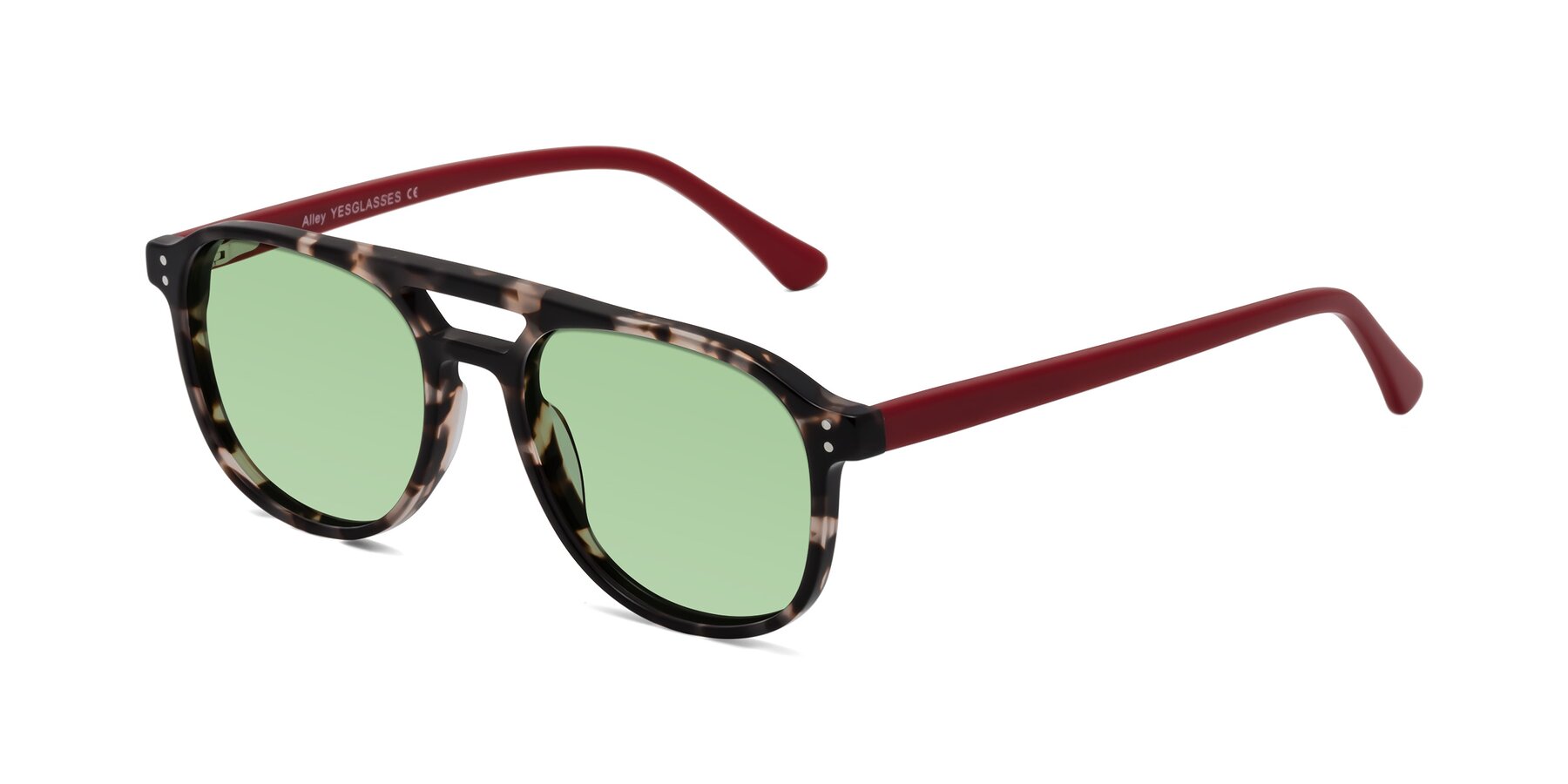 Angle of Alley in Tortoise-Red with Medium Green Tinted Lenses