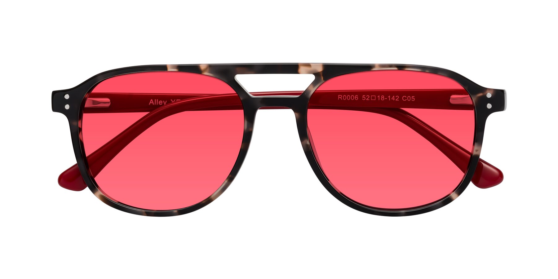 Folded Front of Alley in Tortoise-Red with Red Tinted Lenses