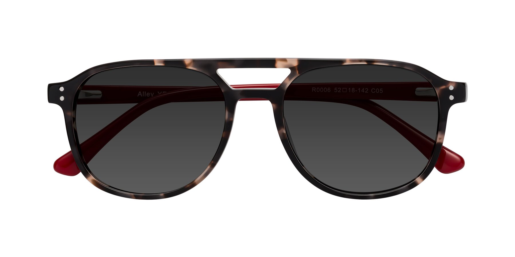 Folded Front of Alley in Tortoise-Red with Gray Tinted Lenses