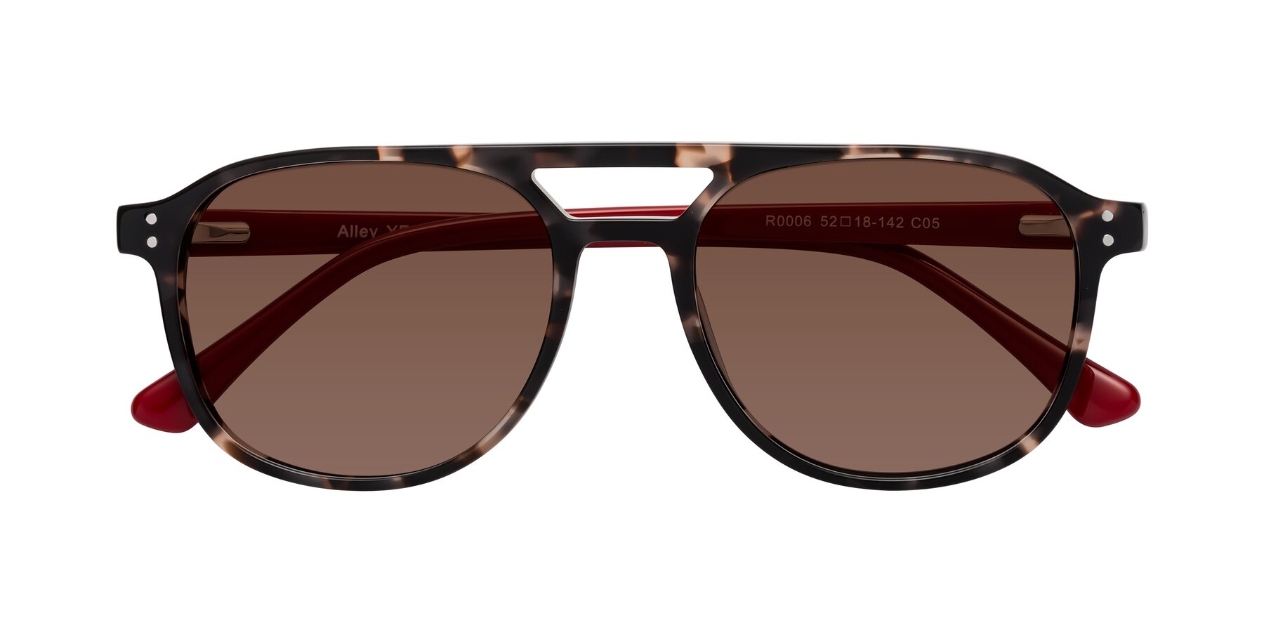 Folded Front of Alley in Tortoise-Red with Brown Tinted Lenses