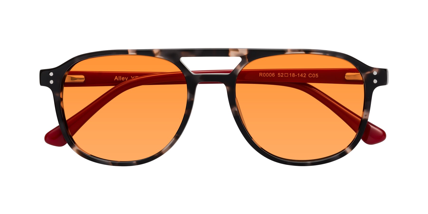 Folded Front of Alley in Tortoise-Red with Orange Tinted Lenses