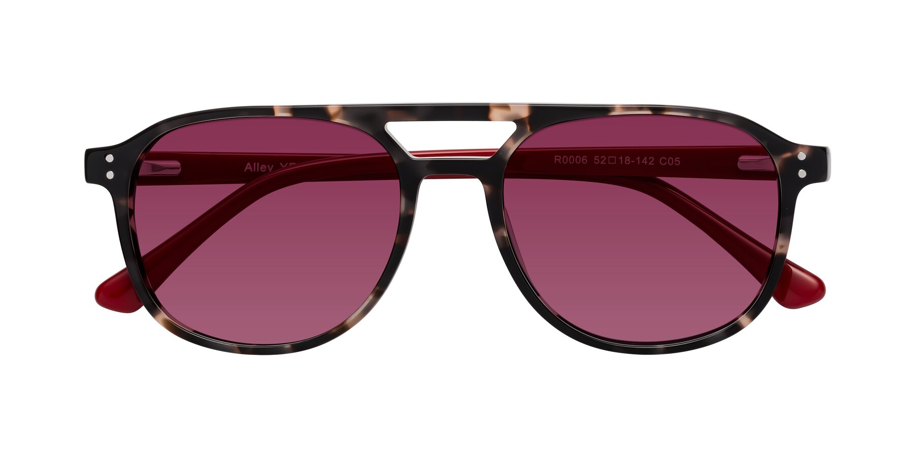 Folded Front of Alley in Tortoise-Red with Wine Tinted Lenses