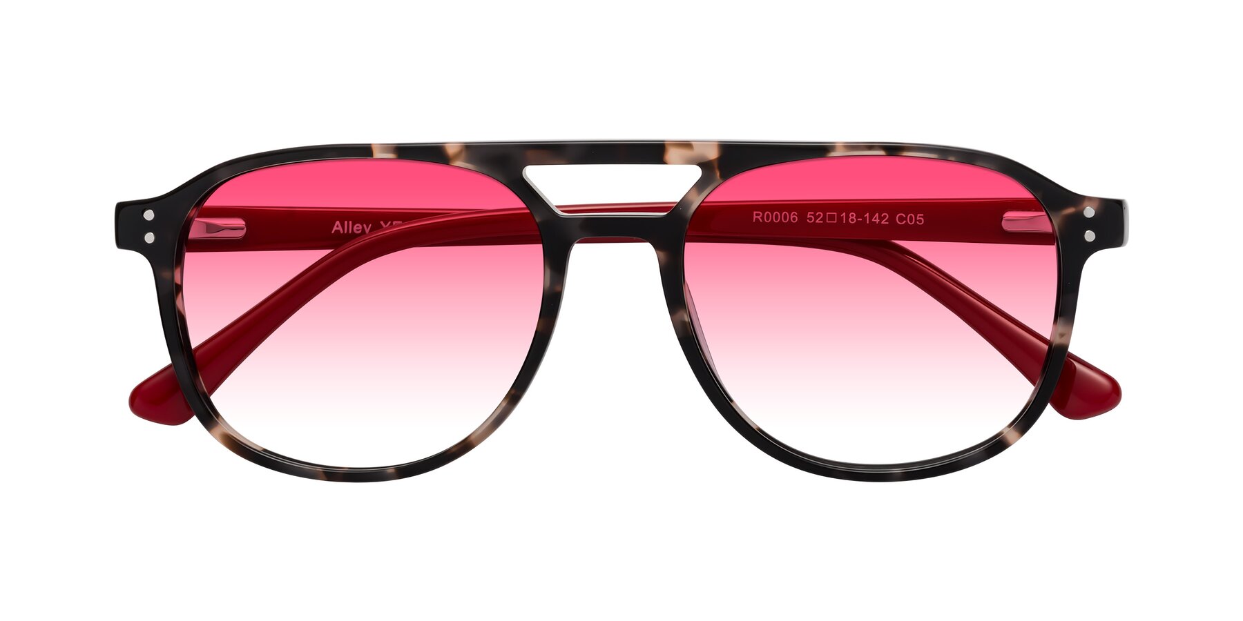 Folded Front of Alley in Tortoise-Red with Pink Gradient Lenses