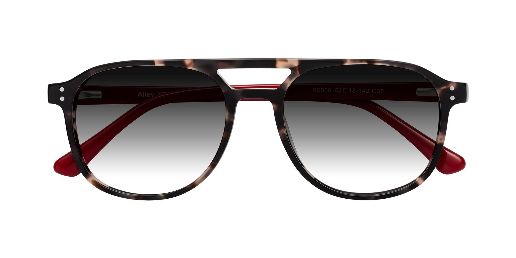 Folded Front of Alley in Tortoise-Red with Gray Gradient Lenses