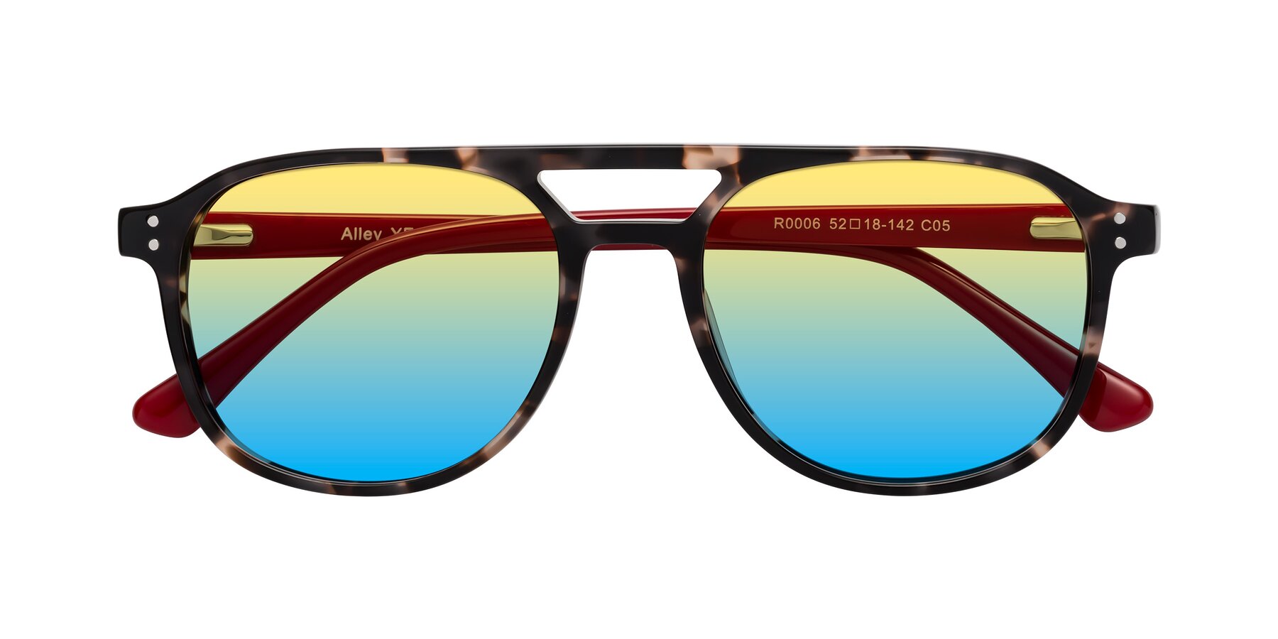 Folded Front of Alley in Tortoise-Red with Yellow / Blue Gradient Lenses