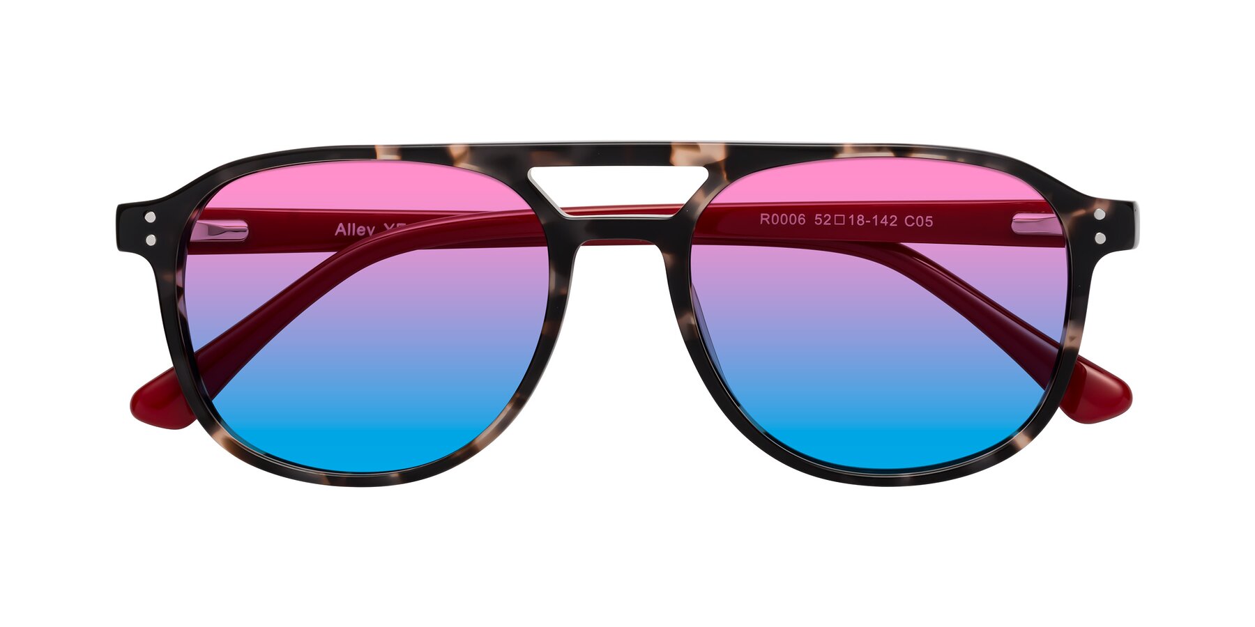 Folded Front of Alley in Tortoise-Red with Pink / Blue Gradient Lenses