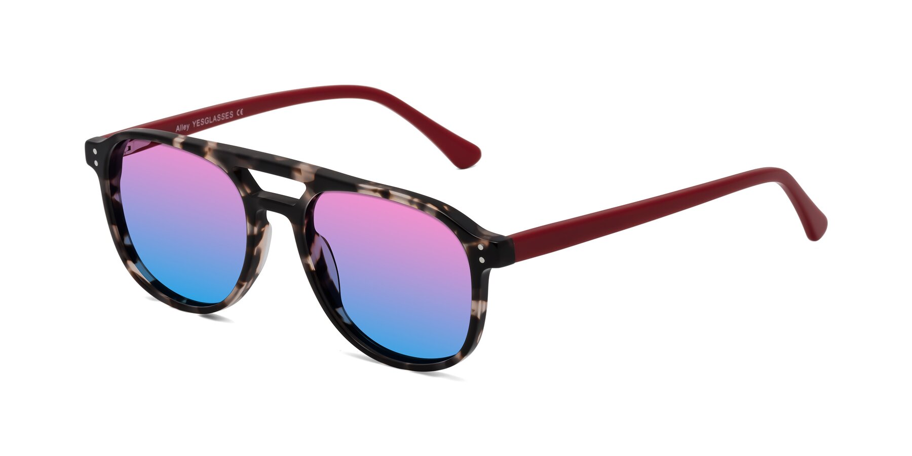 Angle of Alley in Tortoise-Red with Pink / Blue Gradient Lenses