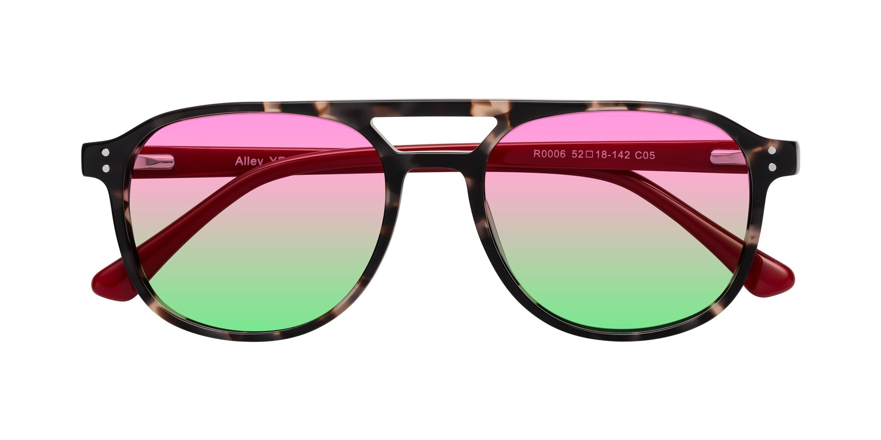 Folded Front of Alley in Tortoise-Red with Pink / Green Gradient Lenses