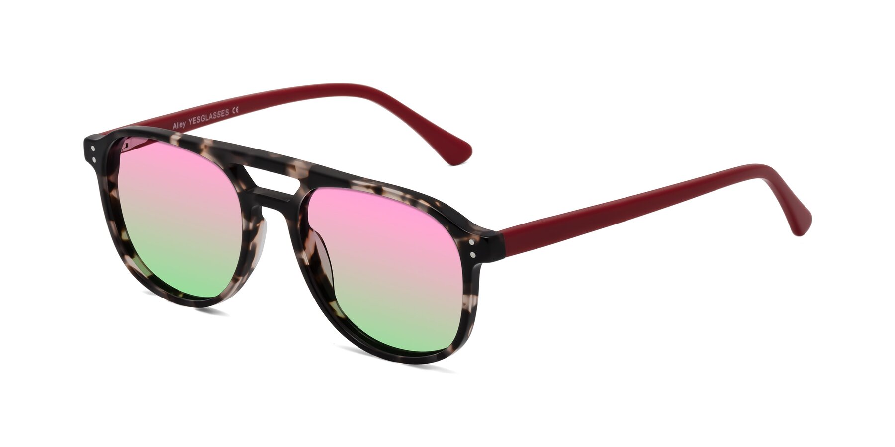 Angle of Alley in Tortoise-Red with Pink / Green Gradient Lenses