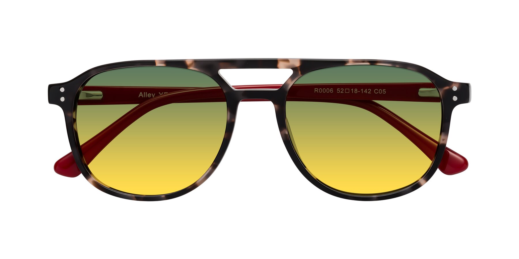 Folded Front of Alley in Tortoise-Red with Green / Yellow Gradient Lenses