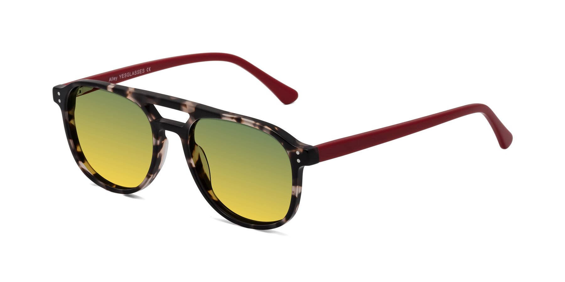 Angle of Alley in Tortoise-Red with Green / Yellow Gradient Lenses