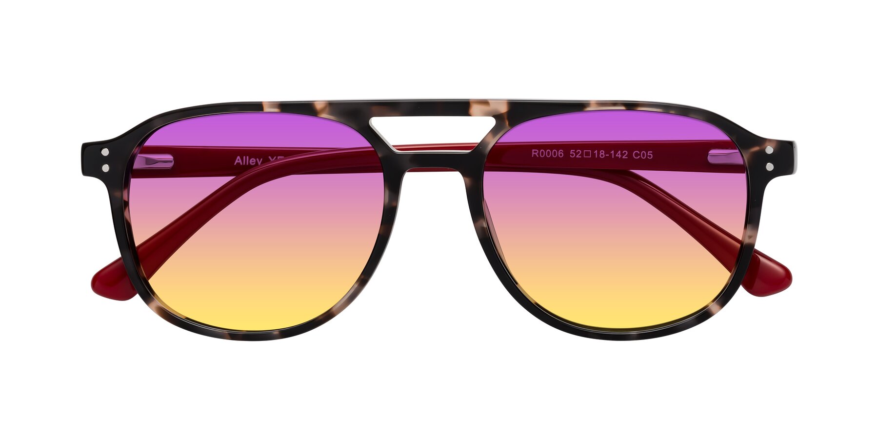 Folded Front of Alley in Tortoise-Red with Purple / Yellow Gradient Lenses