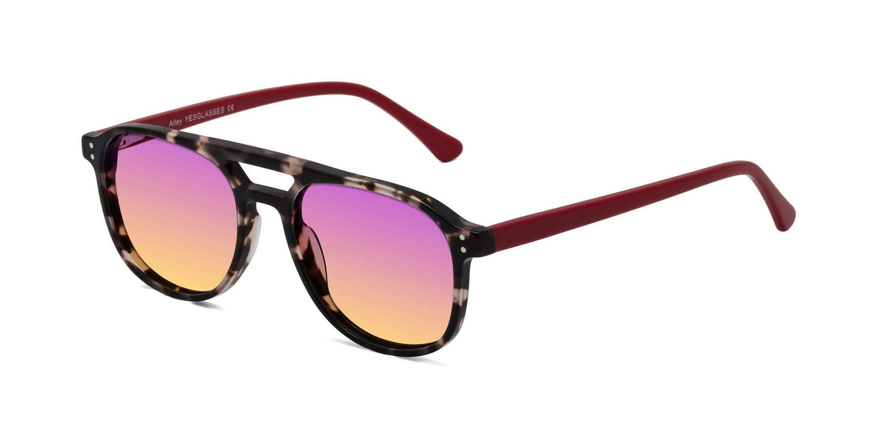 Angle of Alley in Tortoise-Red with Purple / Yellow Gradient Lenses