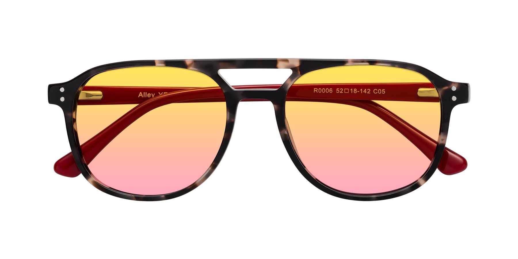 Folded Front of Alley in Tortoise-Red with Yellow / Pink Gradient Lenses