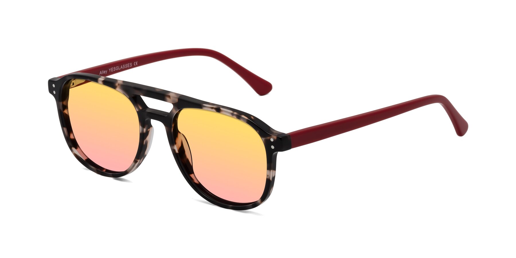 Angle of Alley in Tortoise-Red with Yellow / Pink Gradient Lenses