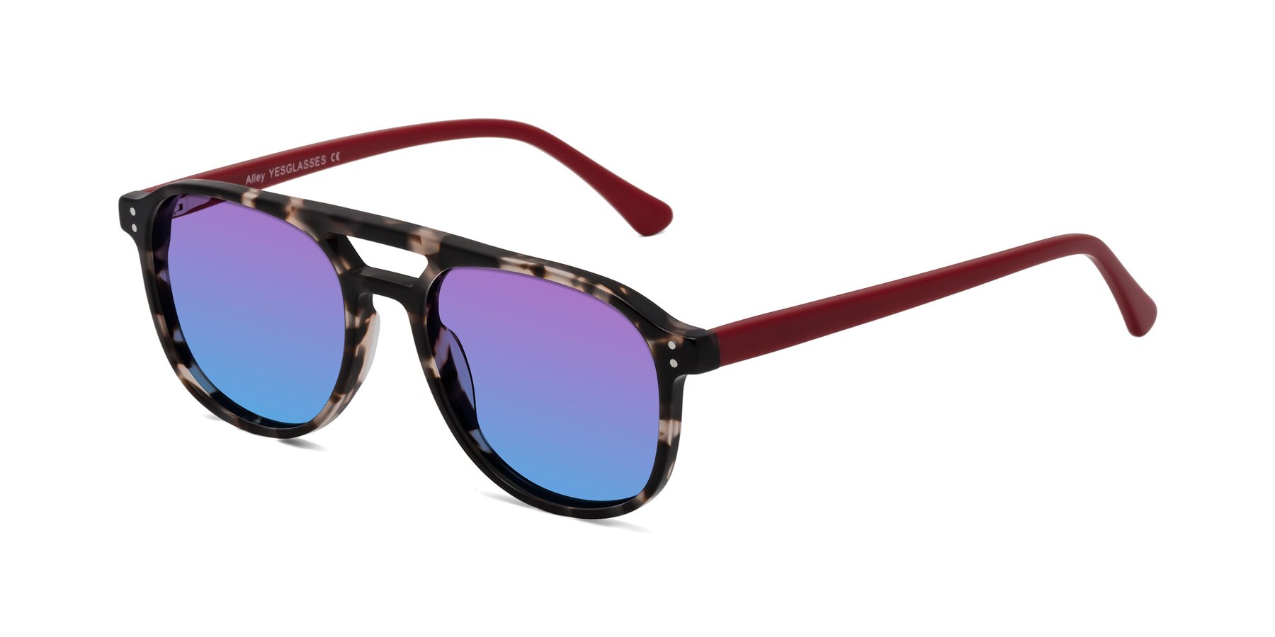 Angle of Alley in Tortoise-Red with Purple / Blue Gradient Lenses