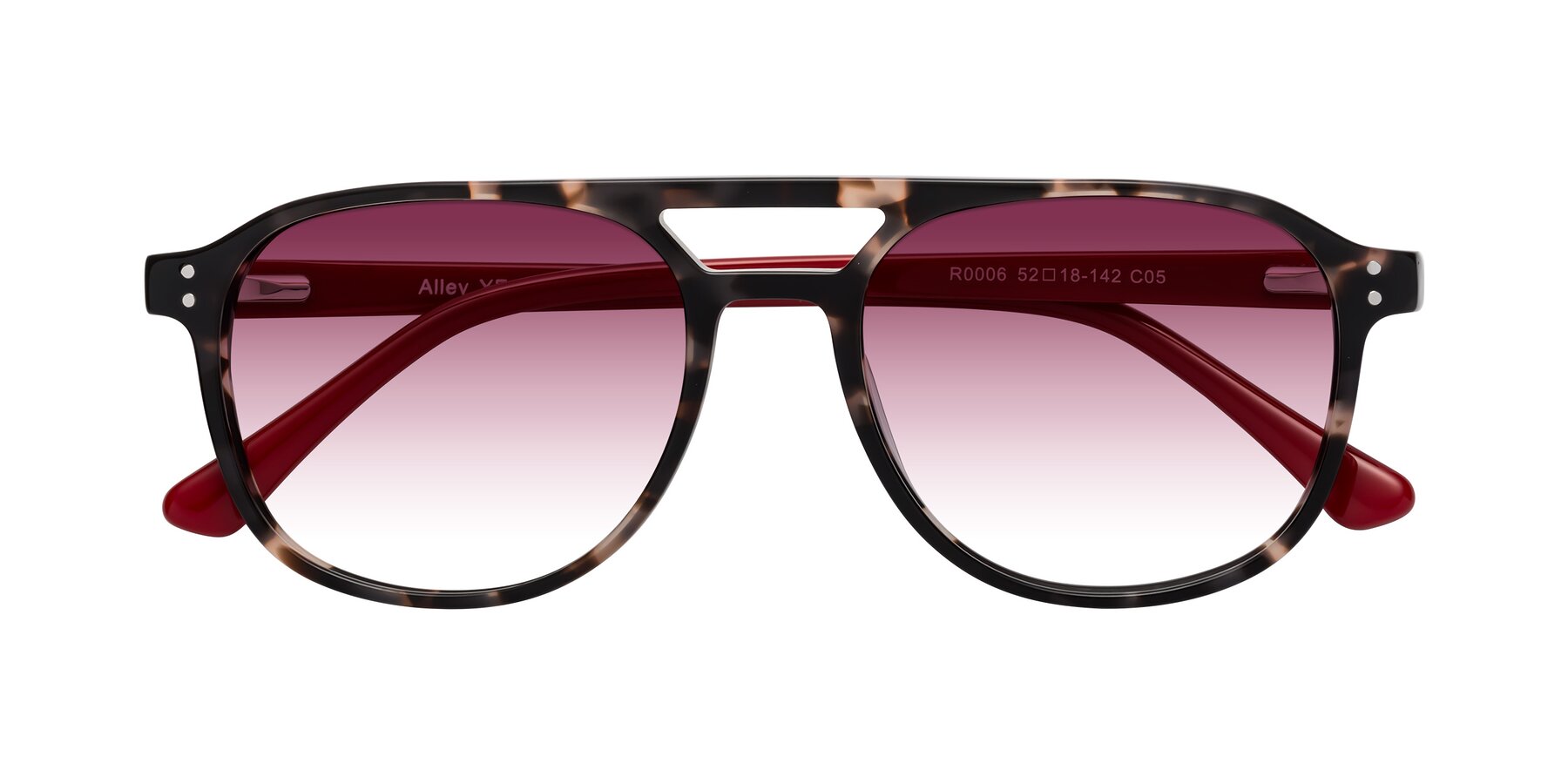 Folded Front of Alley in Tortoise-Red with Wine Gradient Lenses