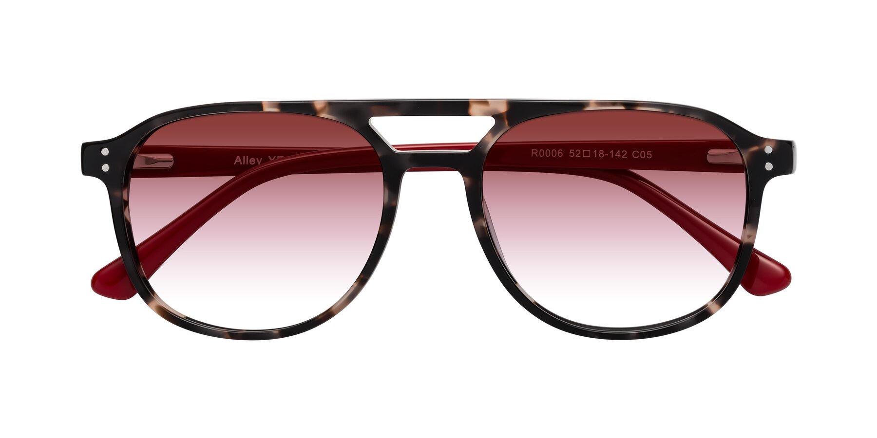 Folded Front of Alley in Tortoise-Red with Garnet Gradient Lenses