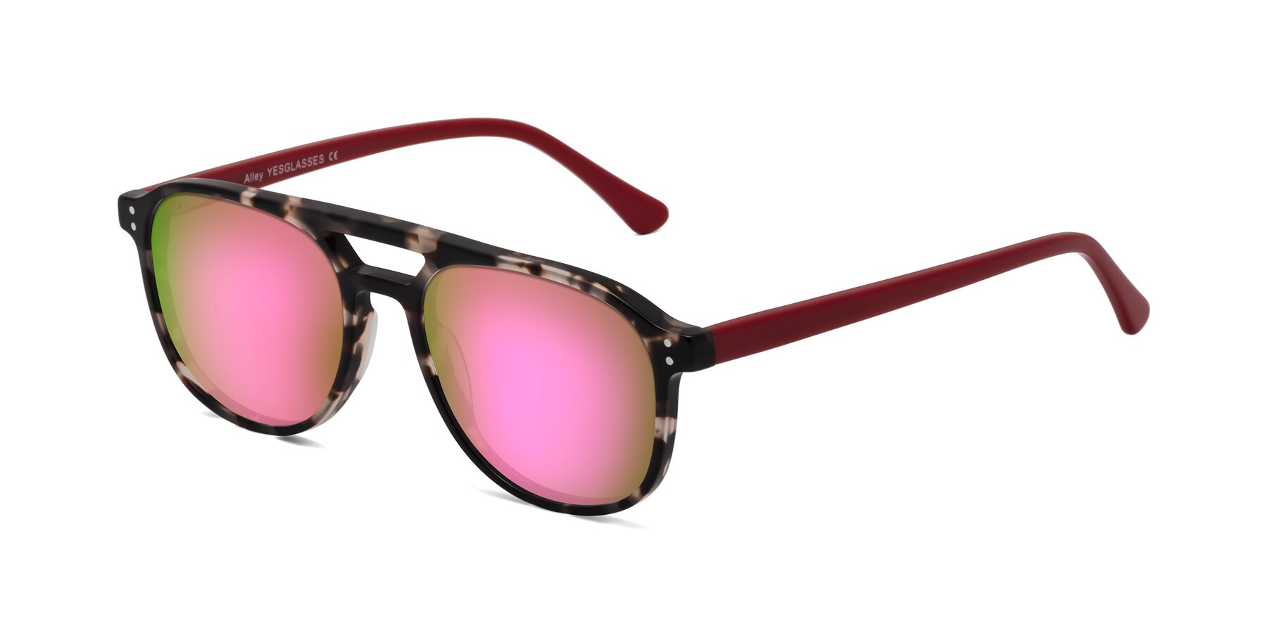 Angle of Alley in Tortoise-Red with Pink Mirrored Lenses