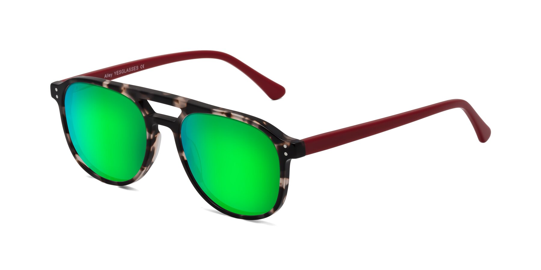 Angle of Alley in Tortoise-Red with Green Mirrored Lenses